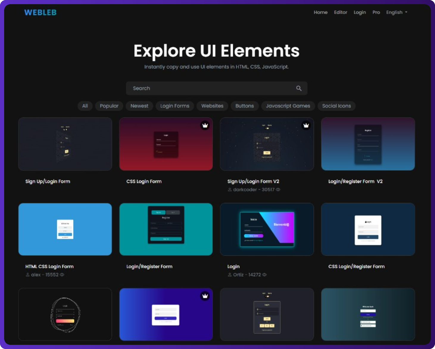 Webleb : Un super site pour trouver des éléments UI Design à intégrer ...